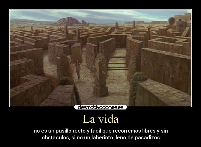 La vida - no es un pasillo recto y fácil que recorremos libres y sin
obstáculos, si no un laberinto lleno de pasadizos