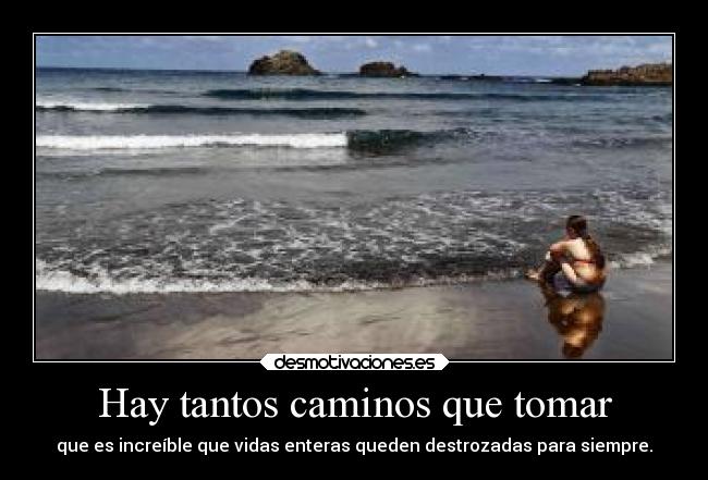 Hay tantos caminos que tomar - que es increíble que vidas enteras queden destrozadas para siempre.