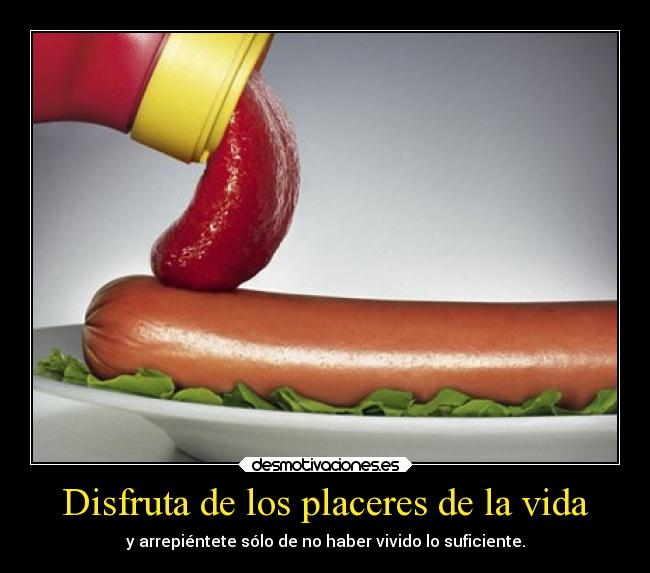 Disfruta de los placeres de la vida - y arrepiéntete sólo de no haber vivido lo suficiente.