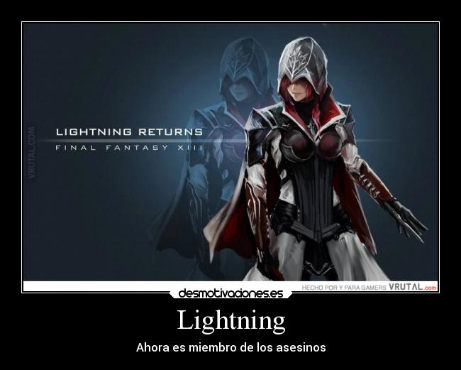 carteles videojuegos final fantasy xiii trece lightning returns armadura asesino assassins creed desmotivaciones