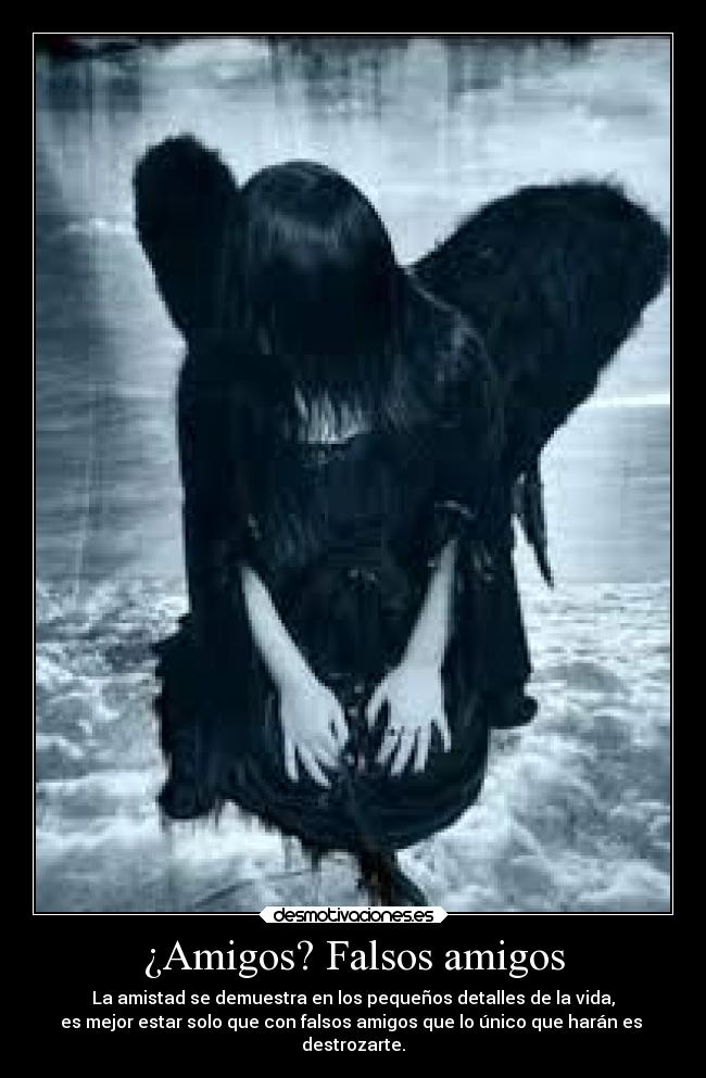 ¿Amigos? Falsos amigos - La amistad se demuestra en los pequeños detalles de la vida,
es mejor estar solo que con falsos amigos que lo único que harán es
destrozarte.