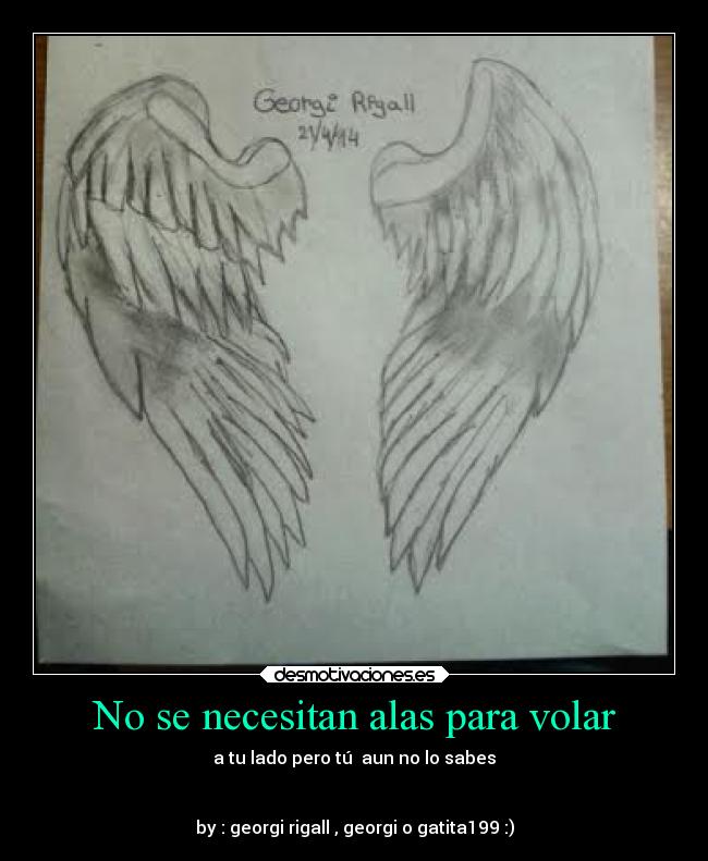 No se necesitan alas para volar - a tu lado pero tú aun no lo sabes
by : georgi rigall , georgi o gatita199 :)