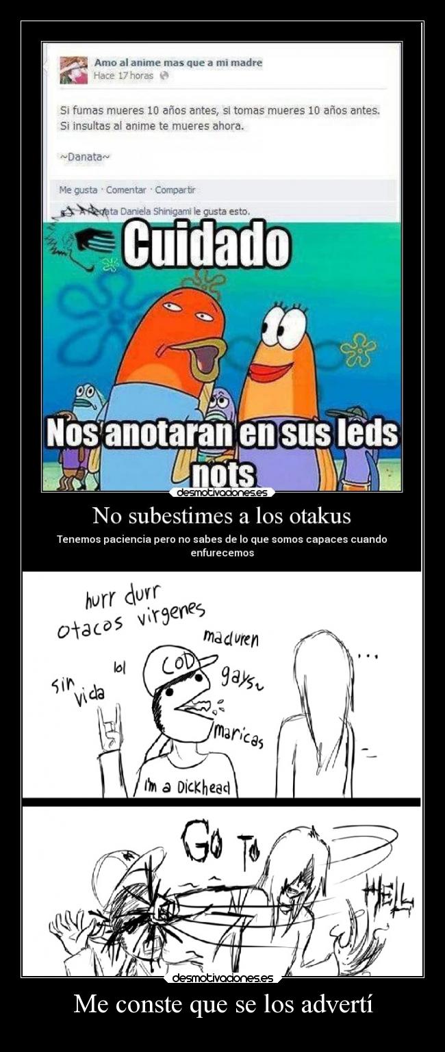 carteles anime anti otaku desmotivaciones