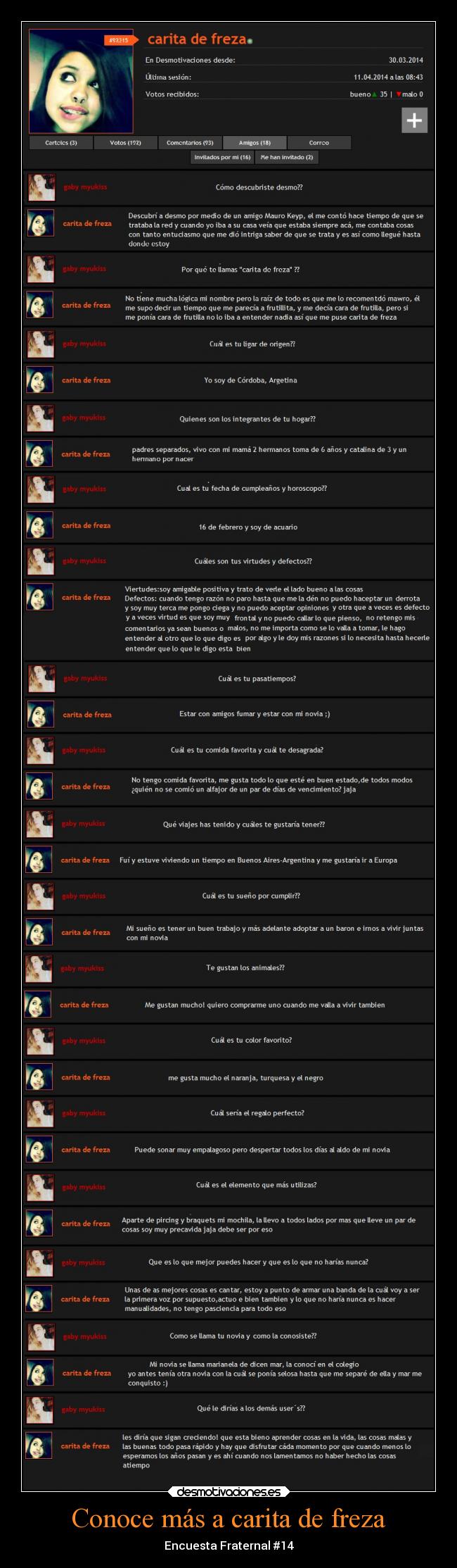 Conoce más a carita de freza -