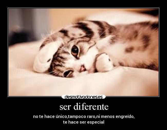 ser diferente - no te hace único,tampoco raro,ni menos engreído,
te hace ser especial
