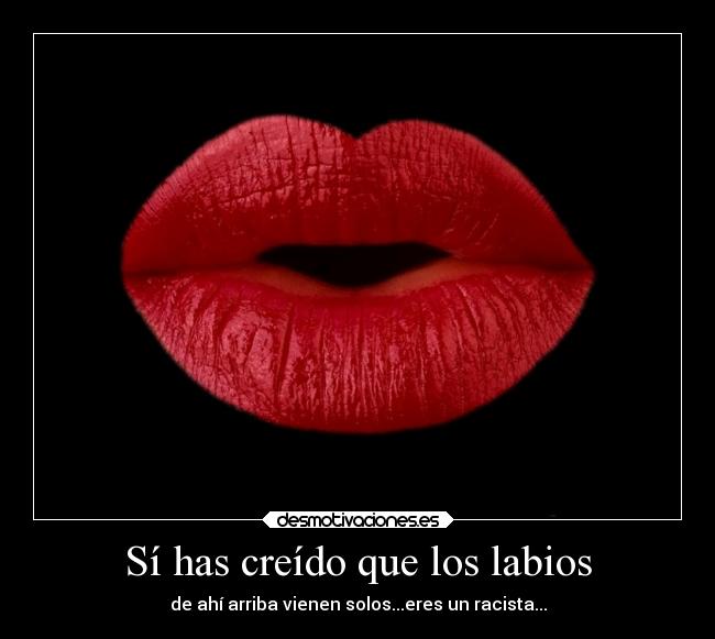 Sí has creído que los labios - de ahí arriba vienen solos...eres un racista...