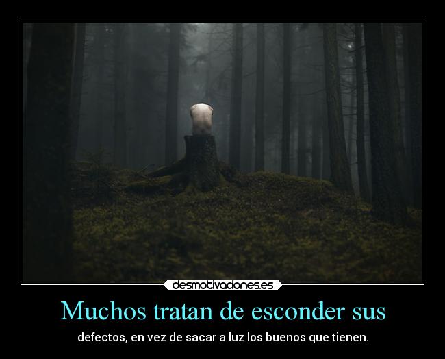 Muchos tratan de esconder sus - defectos, en vez de sacar a luz los buenos que tienen.