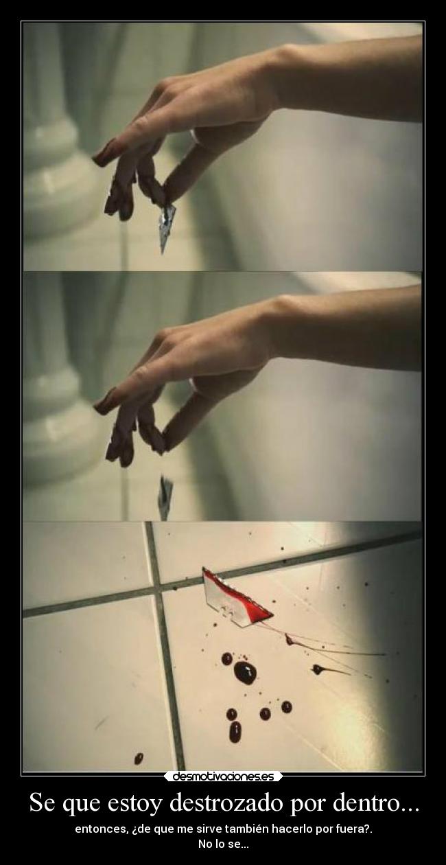 Se que estoy destrozado por dentro... -