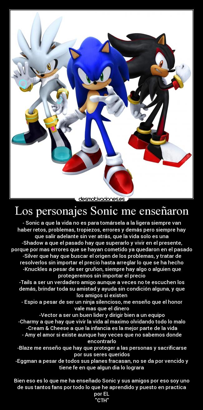 Los personajes Sonic me enseñaron -