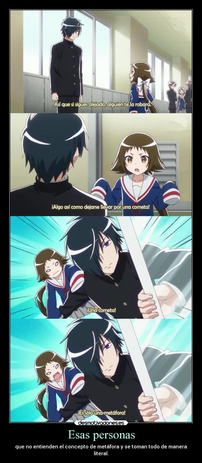 carteles ignorancia anime mikakunin shinkoukei metafora concepto literal desmotivaciones