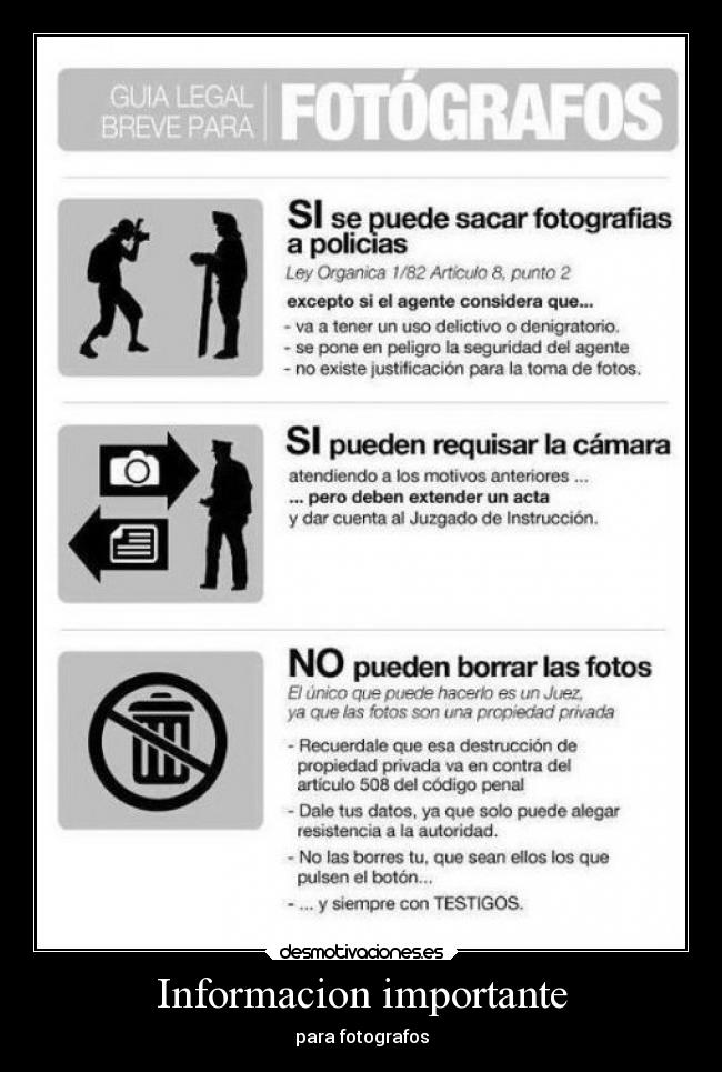 carteles libertad seguridad policias fotografos fotografia desmotivaciones