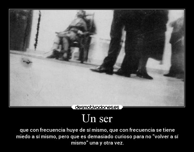 Un ser - que con frecuencia huye de sí mismo, que con frecuencia se tiene
miedo a sí mismo, pero que es demasiado curioso para no volver a sí
mismo una y otra vez.