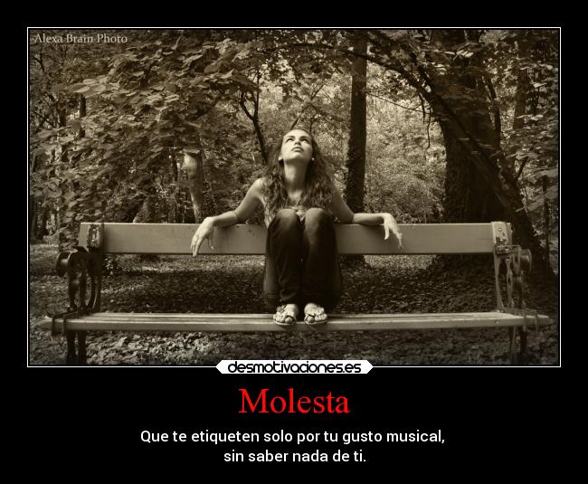 Molesta - Que te etiqueten solo por tu gusto musical,
sin saber nada de ti.