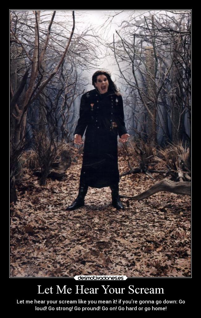 Let Me Hear Your Scream - Let me hear your scream like you mean it! if youre gonna go down: Go
loud! Go strong! Go pround! Go on! Go hard or go home!