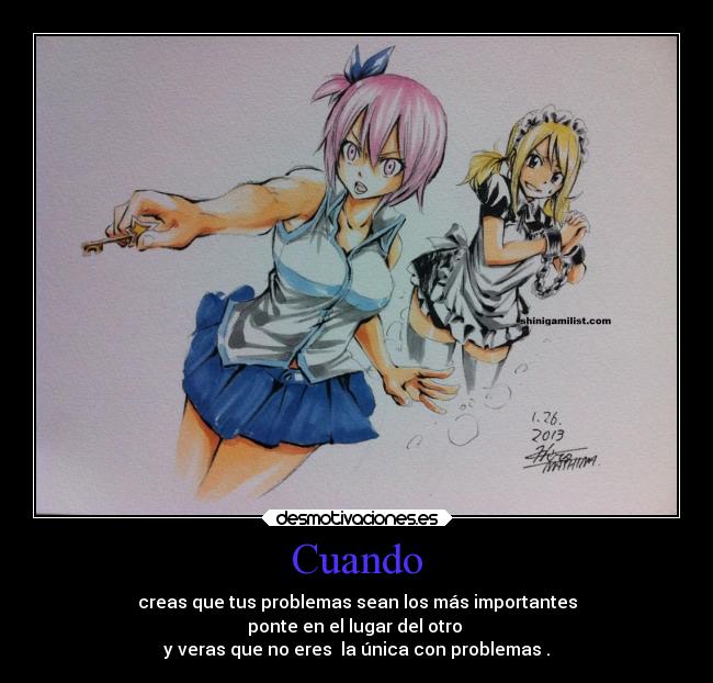 carteles sentimientos problemas amistad anime otakus99 fairytail virgo lucy desmotivaciones