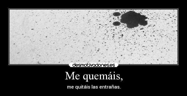 Me quemáis, - me quitáis las entrañas.