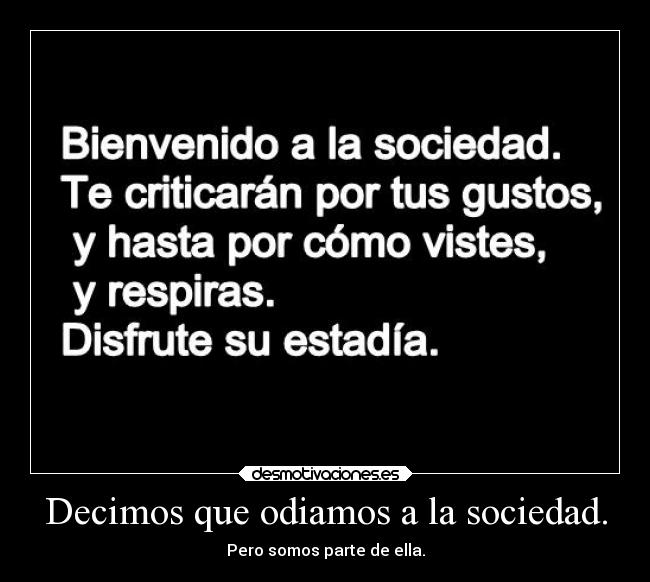 Decimos que odiamos a la sociedad. -