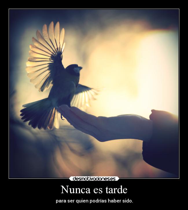 Nunca es tarde - para ser quien podrías haber sido.