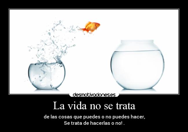 La vida no se trata - de las cosas que puedes o no puedes hacer,
Se trata de hacerlas o no! .