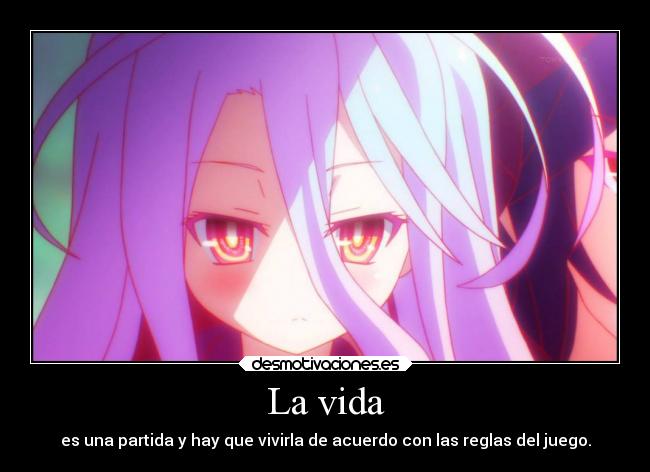 carteles vida anime shiro game life desmotivaciones