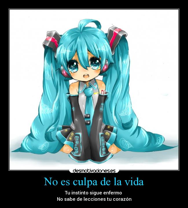 No es culpa de la vida - Tu instinto sigue enfermo 
No sabe de lecciones tu corazón