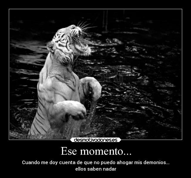 Ese momento... - Cuando me doy cuenta de que no puedo ahogar mis demonios...
ellos saben nadar
