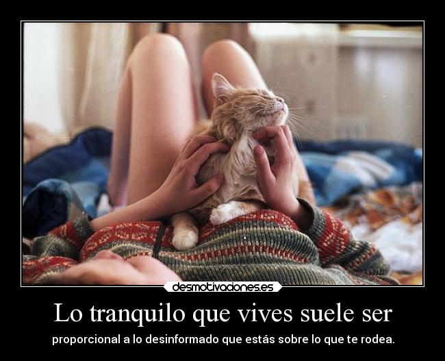 Lo tranquilo que vives suele ser - proporcional a lo desinformado que estás sobre lo que te rodea.