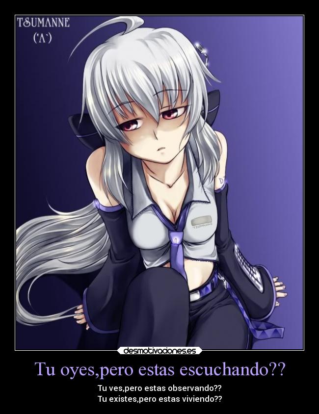 carteles vida haku vocaloid ecuchar observar vivir desmotivaciones