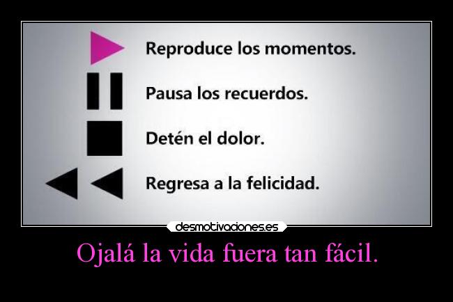Ojalá la vida fuera tan fácil. -