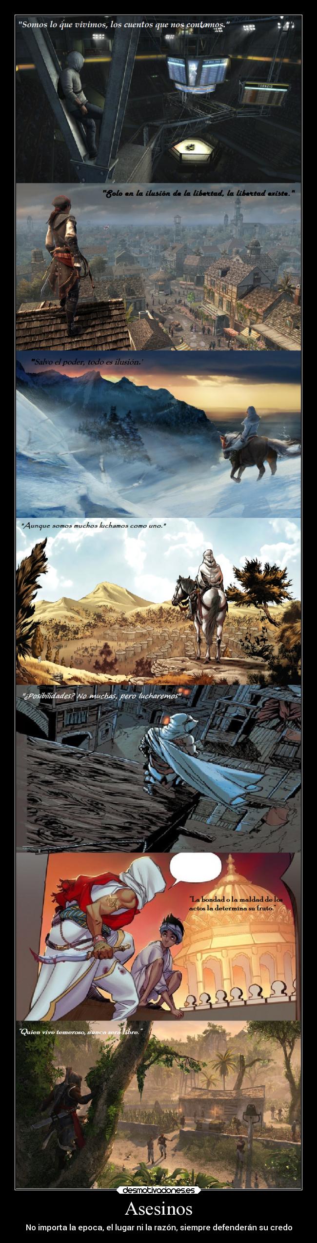 carteles videojuegos assassins creed desmond aveline nikolai aquilus ade wale arbaaz numa desmotivaciones