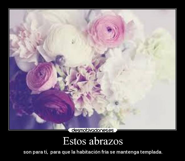Estos abrazos - son para ti,  para que la habitación fría se mantenga templada.