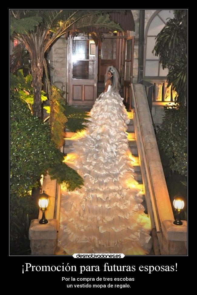 ¡Promoción para futuras esposas! - Por la compra de tres escobas 
un vestido mopa de regalo.