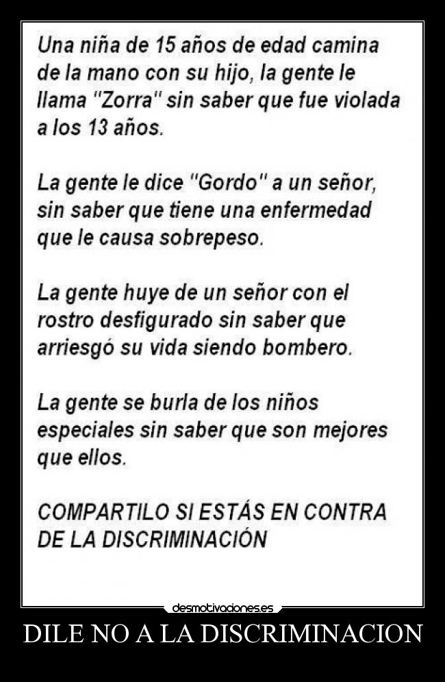 DILE NO A LA DISCRIMINACION - 