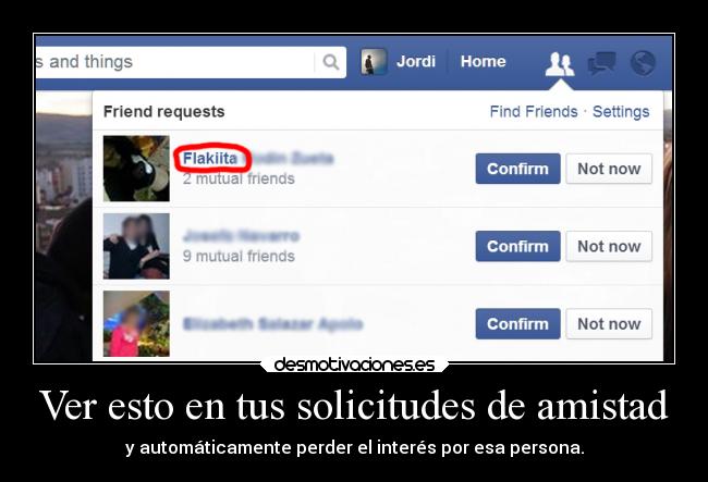 Ver esto en tus solicitudes de amistad - 