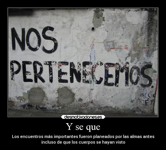 Y se que - Los encuentros más importantes fueron planeados por las almas antes
incluso de que los cuerpos se hayan visto