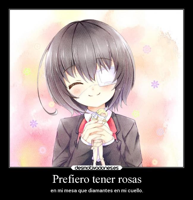 carteles anime alma misaki mey another rosas diamantes cuello mesa desmotivaciones