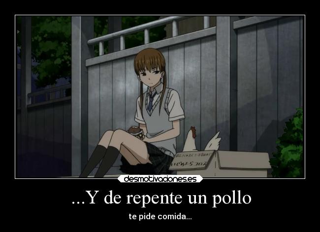 ...Y de repente un pollo - te pide comida...