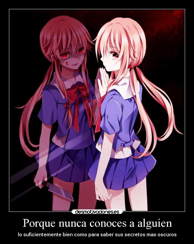 carteles anime gasai yuno yandere desmotivaciones