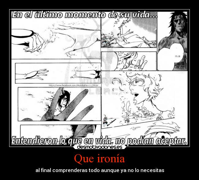 Que ironía - al final comprenderas todo aunque ya no lo necesitas
