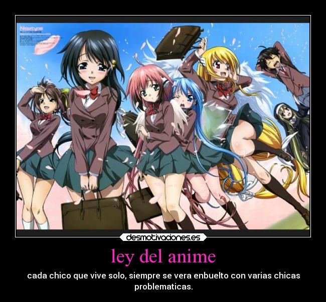 ley del anime - cada chico que vive solo, siempre se vera enbuelto con varias chicas
problematicas.