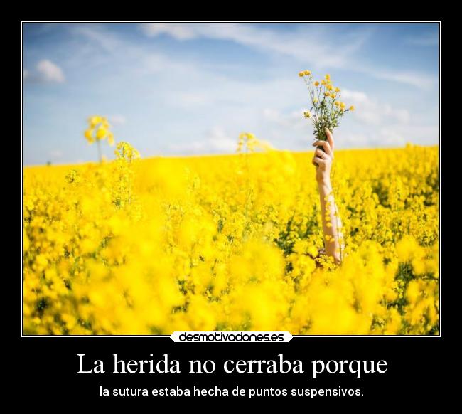 La herida no cerraba porque - la sutura estaba hecha de puntos suspensivos.