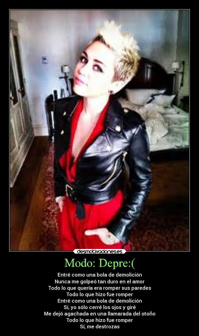 Modo: Depre:( - Entré como una bola de demolición
Nunca me golpeó tan duro en el amor
Todo lo que quería era romper sus paredes
Todo lo que hizo fue romper
Entré como una bola de demolición
Sí, yo sólo cerré los ojos y giré
Me dejó agachada en una llamarada del otoño
Todo lo que hizo fue romper
Sí, me destrozas