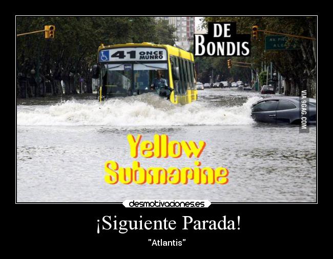 carteles chiste lightuptheworld yellow submarine once beatles inundacion atlantis desmotivaciones