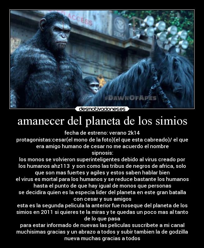 carteles cine planeta los simios monos cesar pelicula desmotivaciones