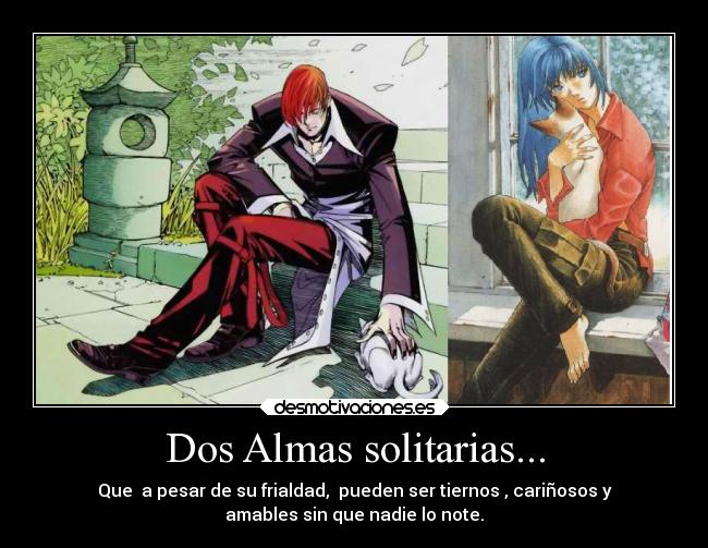 Dos Almas solitarias... - Que  a pesar de su frialdad,  pueden ser tiernos , cariñosos y
amables sin que nadie lo note.