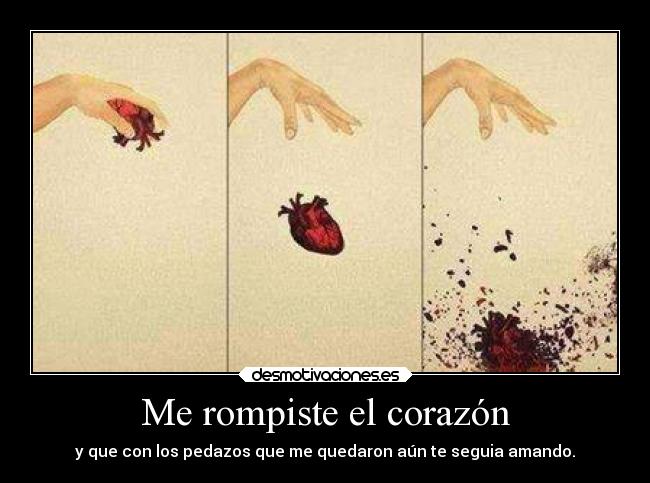 Me rompiste el corazón - y que con los pedazos que me quedaron aún te seguia amando.