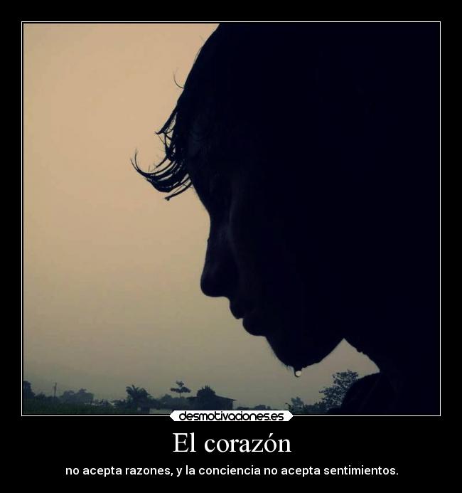 El corazón - no acepta razones, y la conciencia no acepta sentimientos.