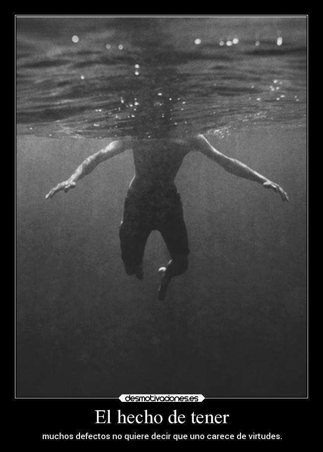 El hecho de tener - muchos defectos no quiere decir que uno carece de virtudes.