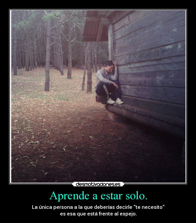 Aprende a estar solo. - La única persona a la que deberías decirle te necesito
es esa que está frente al espejo.