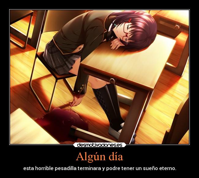 carteles escuela anime sangre suicidio desmotivaciones